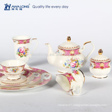 Pink Drawing Royal Style Tea Set, Ceramic Afternoon Tea Set
